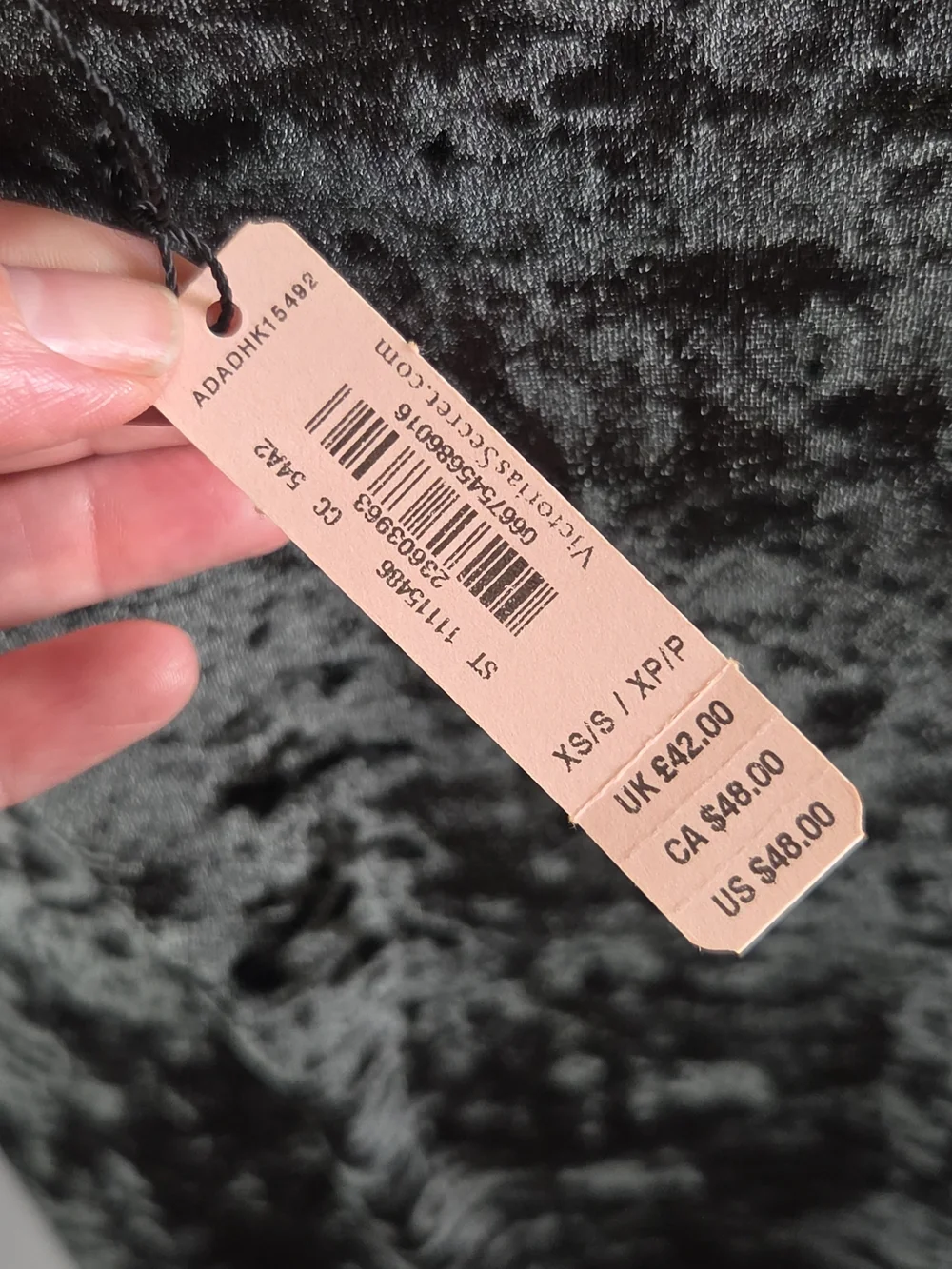 Victoria's Secret Crushed Velvet Slip Dress - Black Size XS